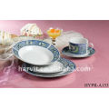 Round Porcelain Dinner Sets/High Quality Rim Design Elegant Ceramic Dinnerware With Various Colorful Decals